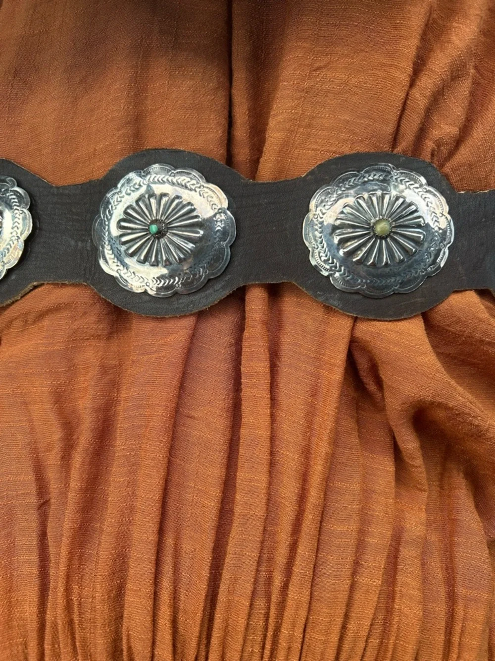 Handmade Fluted Silver Concho Belt - Picture 2 of 5
